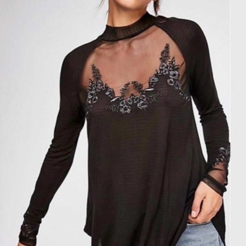 Free People Saheli Embroidered Mesh Tunic